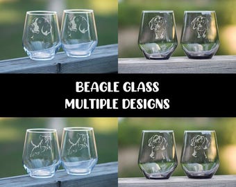 Beagle glass | Multiple Designs | Tumbler | Stemless Wine Glass | Drinking Glass