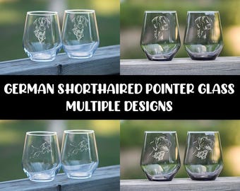 German Shorthaired Pointer glass | Multiple Designs | Tumbler | Stemless Wine Glass | Drinking Glass