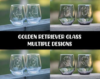 Golden Retriever glass | Multiple Designs | Tumbler | Stemless Wine Glass | Drinking Glass