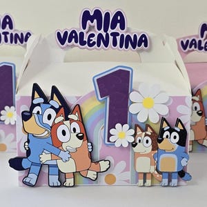 Bluey Birthday, Party favors Bluey, Bluey Candy Box,Bluey Gable Boxes, Decorated Boxes, Bluey & Bingo Party Favors