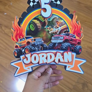Monster Truck Cake Topper – Personalized Monster Truck Birthday Topper – Custom Name & Age – Monster Jam Cake Decoration – Truck Party Decor