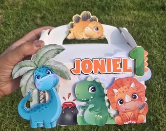Dinosaur Birthday Party Favor Boxes - Dinosaur Gable Boxes - Dinosaur Treat Box