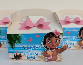 Baby Moana Treat Boxes, Baby Moana Birthday favor box,Baby Moana Party decorations Moana theme birthday, Moana favor box