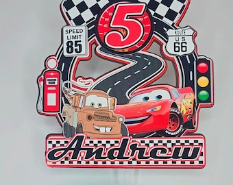 Personalized Cars Birthday Cake Topper | 3D Disney Pixar Theme