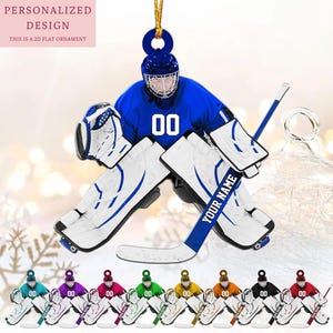 Personalized Ice Hockey Player Flat Ornament, Custom Hockey Player Ornament, Ice Hockey Lovers Gift, Hockey Christmas Tree Hanging Ornament