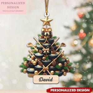 Personalized Ice Hockey Christmas Tree Ornament, Custom Ice Hockey Ornament, Hockey Keepsake, Hockey Hanging Ornament, Hockey Lovers Gift