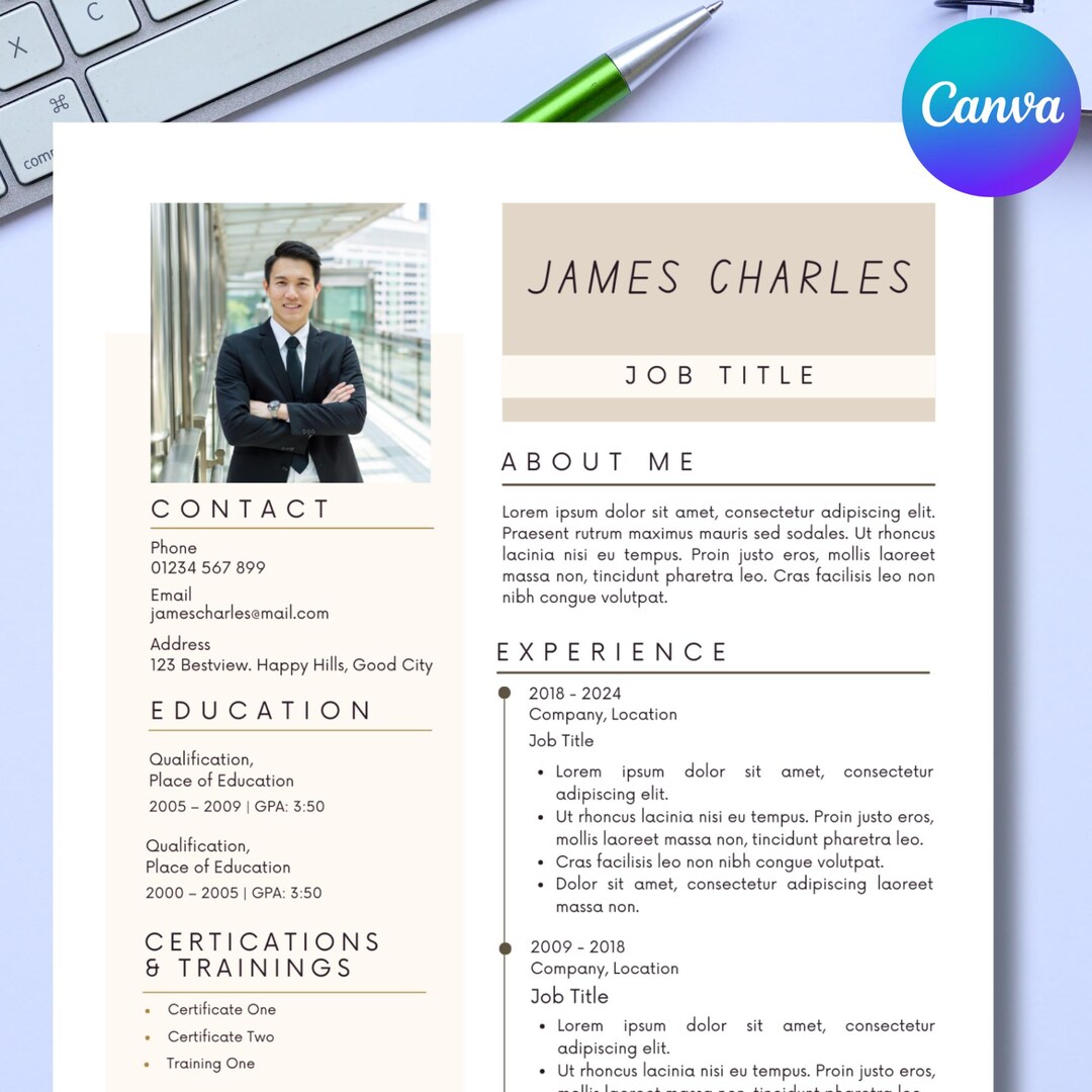 Professional Resume & Cover Letter Template | Canva Editable - Etsy