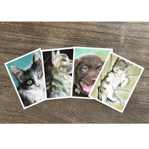 Jeu de cartes postales d'oeuvres d'art dessinées à la main (4 x 5,5 po.) - Lot de 4