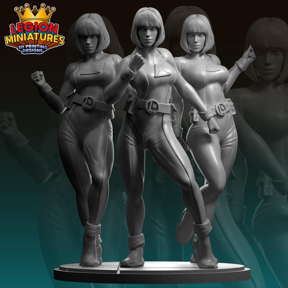 Triplicate Girl, DC RPG Resin Model Kit, 3D Printed, Highly detailed, Legion miniatures Sculpts, 40mm or 75mm, Marvel Crisis Protocol