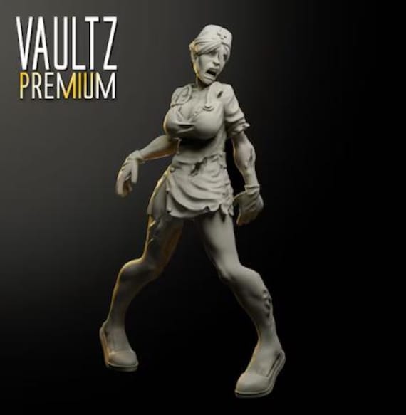 Premium Zombie Nurse | HD Resin Print | Vaultz | Table Top | Apocalypse | Survival | Zona Alfa | Zombicide | 28mm or 32mm
