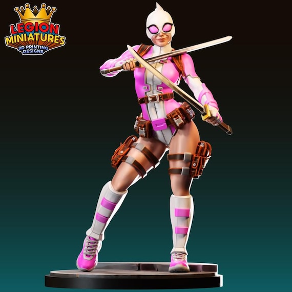 Gwenpool, DC RPG Resin 3D Printed, Legion Miniatures, Marvel Crisis Protocol, 35mm, 40mm, 75mm or 1/16th