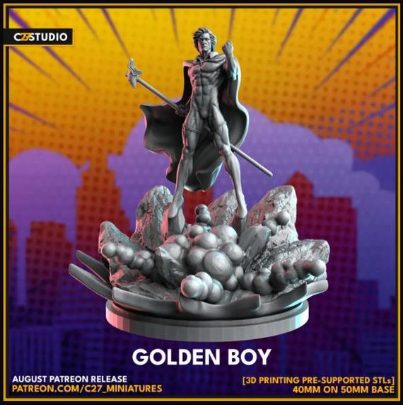 Adam Warlock, Marvel RPG Resin Model Kit, 3D Printed, Highly detailed, By C27 miniatures Sculpts, 40mm or 75mm