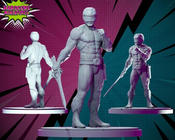 Red Ranger, Power Rangers, RPG Resin 3D Printed, Hardcore Miniatures, Marvel Crisis Protocol, 35mm, 40mm, 70mm or 1/16th