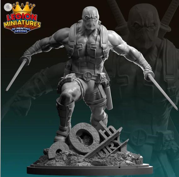 Deadpool, Marvel RPG Resin Model Kit, 3D Printed, Highly detailed, By Legion miniatures Sculpts, 40mm or 75mm