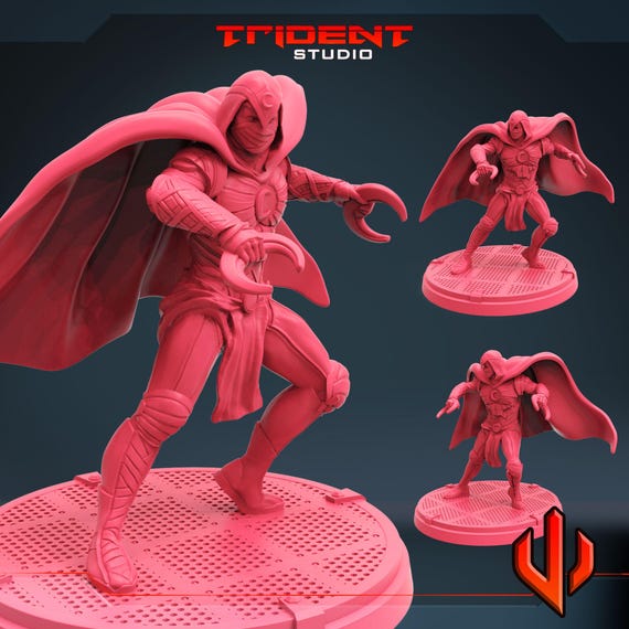 Moon Knight, Marvel RPG Resin Model Kit, 3D Printed, Highly detailed, By Trident Studios, Marvel Crisis Protocol, 40mm or 70mm