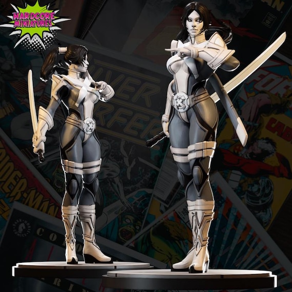 Psylocke retro suit Marvel Rivals, RPG Resin 3D Printed, Hardcore Miniatures, Marvel Crisis Protocol, 35mm, 40mm, 70mm or 1/16th