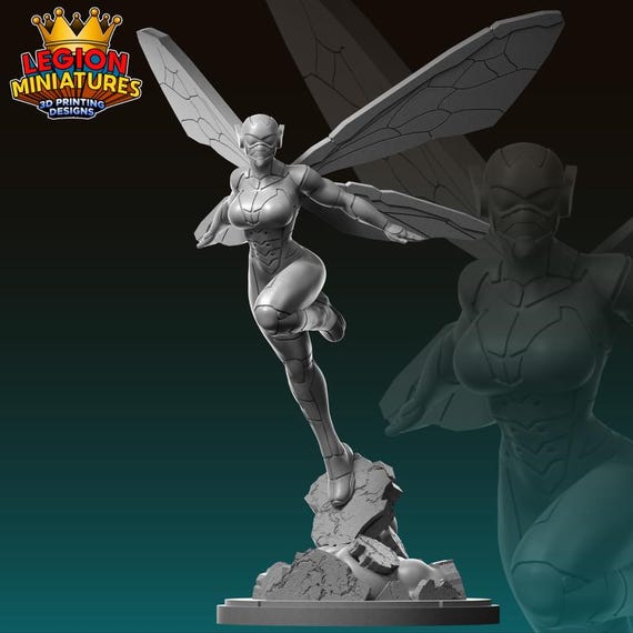 Ultimate Wasp 2023, Marvel, RPG Resin Model Kit, 3D Printed, Legion miniatures Sculpts, 40mm or 75mm, Marvel Crisis Protocol