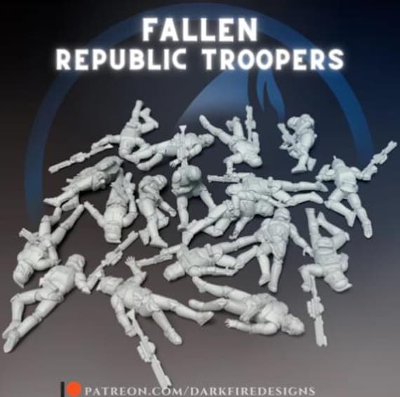 Fallen Republic Troopers Full Set, Star Wars, RPG, 3D Printed, Highly detailed, By Dark Fire Designs miniatures Sculpts, Legion Scale