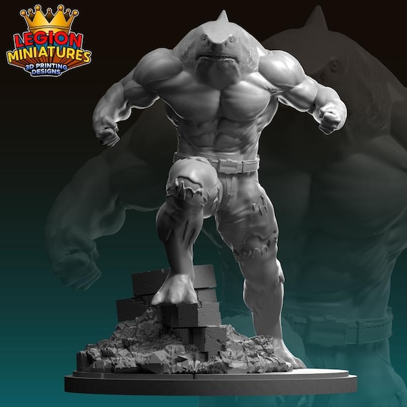 Shark King, DC, RPG Resin Model Kit, 3D Printed, Highly detailed, Legion miniatures Sculpts, 40mm or 75mm, Marvel Crisis Protocol