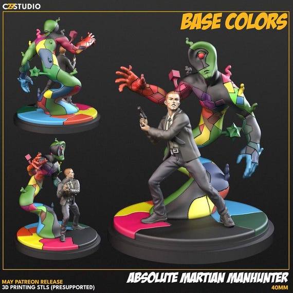 Absolute Martian Manhunter, Marvel, RPG Resin Model Kit, 3D Printed, Highly detailed, C27 miniatures Sculpts, 35mm, 40mm, 75mm or 1/16th