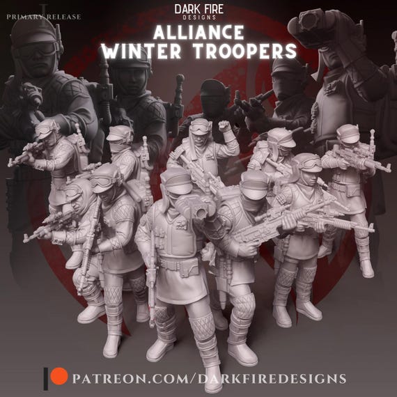 Alliance Winter Troopers Full Set, Star Wars, RPG, 3D Printed, Highly detailed, By Dark Fire Designs miniatures Sculpts, Legion Scale