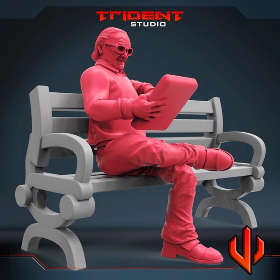 Stan Lee Bench, Marvel RPG Resin 3D Printed, Legion Miniatures, Marvel Crisis Protocol, 35mm, 40mm, 70mm or 1/16th