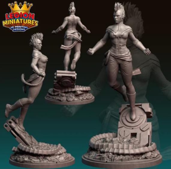 Captain Marvel, Marvel, RPG Resin Model Kit, 3D Printed, Legion miniatures Sculpts, 40mm or 75mm, Marvel Crisis Protocol
