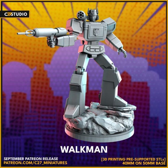 Soundwave, Transformers, Marvel RPG Resin Model Kit, 3D Printed, Highly detailed, By C27 miniatures Sculpts, 40mm or 75mm