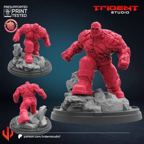 The Thing Ben Grimm, Marvel RPG Resin Model Kit, 3D Printed, By Trident Studios, Marvel Crisis Protocol, 40mm or 70mm