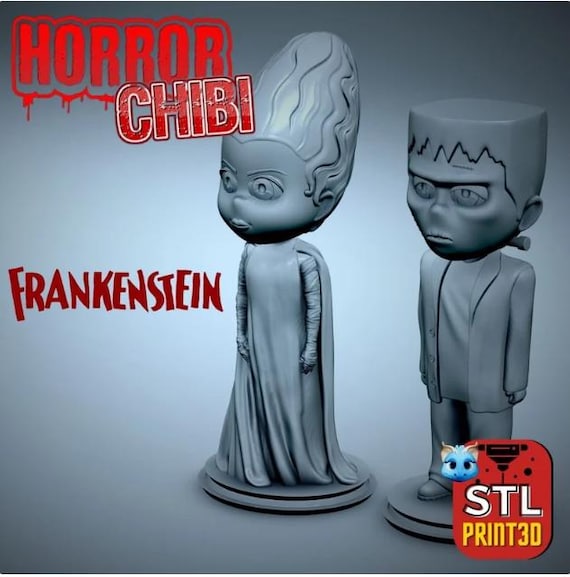 Frankenstein and Bride Chibi Horror: High-Detail Resin Model Kit, 3D Printed, Highly detailed— 1/10 Scale