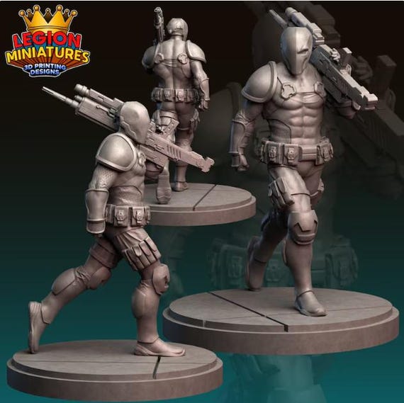 Deathstroke, DC, RPG Resin Model Kit, 3D Printed, Highly detailed, Legion miniatures Sculpts, 40mm or 75mm, Marvel Crisis Protocol