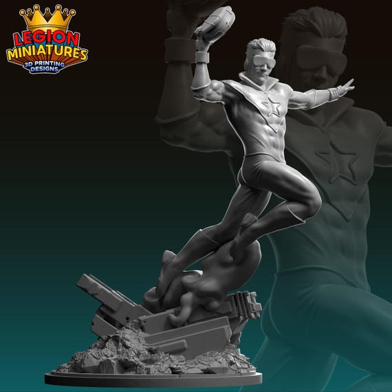 Booster Gold DC, Hero, RPG Resin Model Kit, 3D Printed, Highly detailed, By C27 miniatures Sculpts, Authorised Seller, 40mm-75mm
