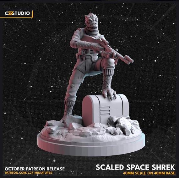 Bossk, Hero, Star Wars RPG Resin Model Kit, 3D Printed, Highly detailed, By C27 miniatures Sculpts, Authorised Seller, 40mm-75mm