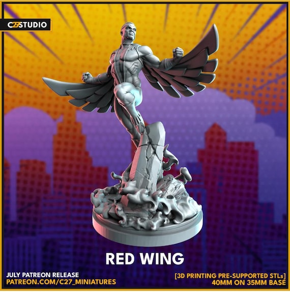 Falcon, Marvel RPG Resin Model Kit, 3D Printed, Highly detailed, By C27 miniatures Sculpts, 40mm