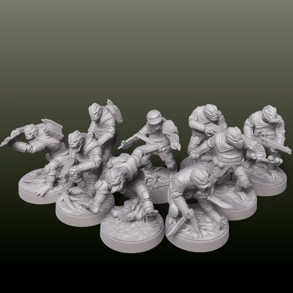 Lizard Slavers Full Set, Star Wars, RPG, 3D Printed, Highly detailed, By Dark Fire Designs miniatures Sculpts, Legion Scale