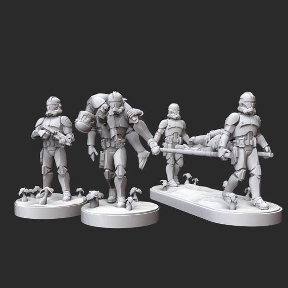 Republic Trooper Medic, Star Wars, RPG, 3D Printed, Highly detailed, By Dark Fire Designs miniatures Sculpts, Legion Scale