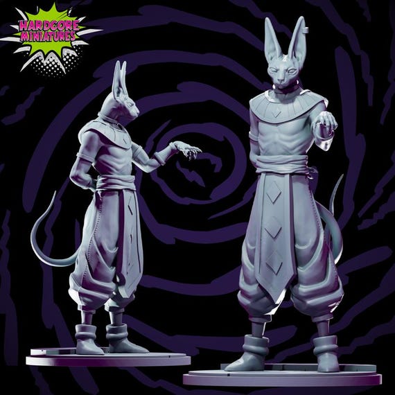 Beerus, Dragon Ball Z, RPG Resin 3D Printed, Hardcore Miniatures, Marvel Crisis Protocol, 35mm, 40mm, 70mm or 1/16th