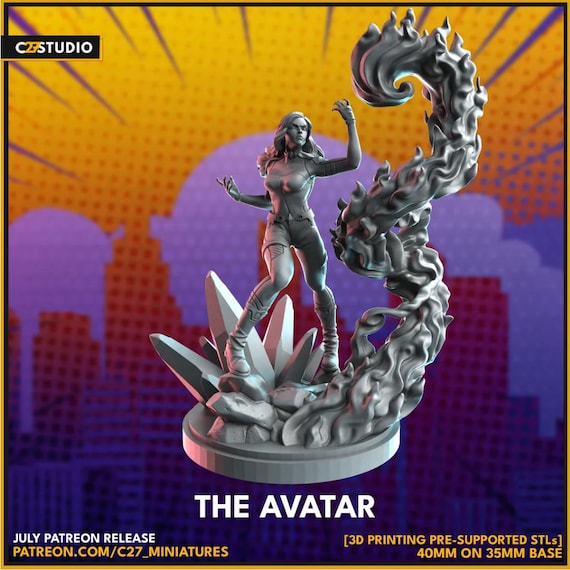 Crystal, Marvel RPG Resin Model Kit, 3D Printed, Highly detailed, By C27 miniatures Sculpts, 40mm