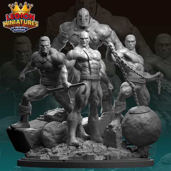 Wrecking Crew, Marvel RPG Resin Model Kit, 3D, Highly detailed, Legion miniatures Sculpts, 40mm or 75mm, Marvel Crisis Protocol