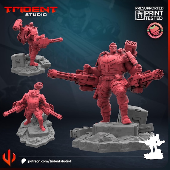 Punisher Rivals, Marvel RPG Resin 3D Printed, Highly detailed, Trident Studios, Marvel Crisis Protocol, 35mm, 40mm, 70mm or 1/16th