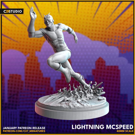 Blur Marvel, Hero, RPG Resin Model Kit, 3D Printed, Highly detailed, By C27 miniatures Sculpts, Authorised Seller, 40mm-75mm