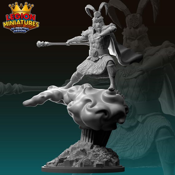 Monkey King Wukong, DC, RPG, Resin 3D Printed, Legion Miniatures, Marvel Crisis Protocol, 35mm, 40mm, 75mm or 1/16th