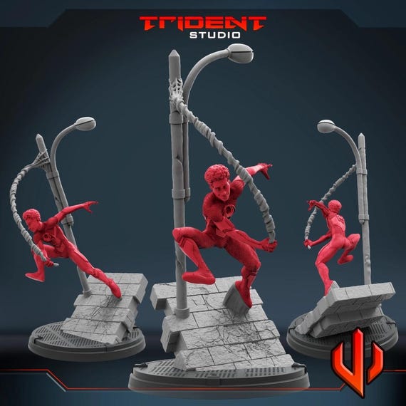 Spiderman Miles Morales UnMasked, Marvel RPG Resin Model Kit, 3D Printed, By Trident Studios, Marvel Crisis Protocol, 40mm or 70mm