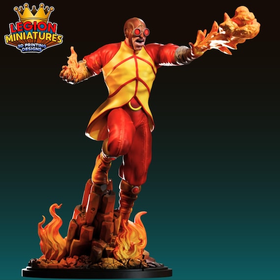 Ultimate Pyro, Marvel, RPG Resin Model Kit, 3D Printed, Highly detailed, By Legion miniatures Sculpts, 35mm, 40mm, 75mm or 1/16th