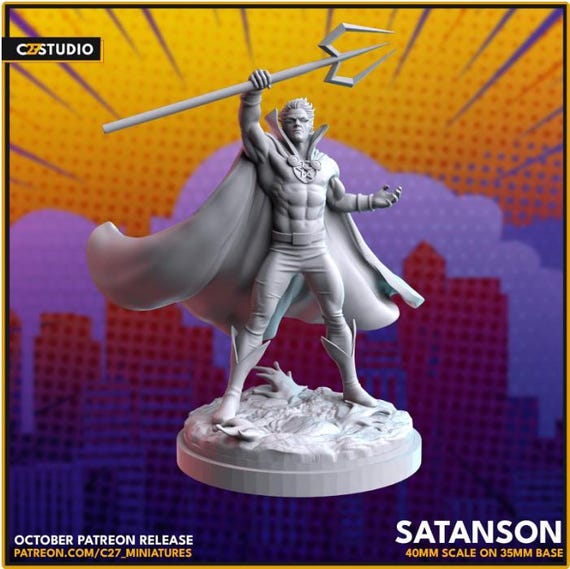 Daimon Hellstrom, Marvel RPG Resin Model Kit, 3D Printed, Highly detailed, By C27 miniatures Sculpts, 40mm or 70mm