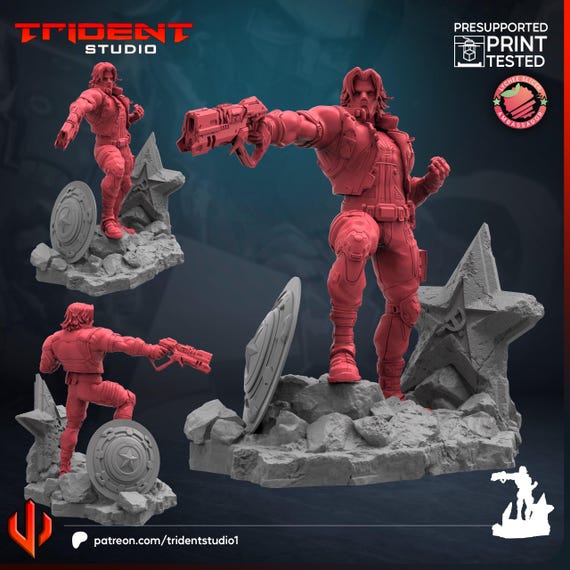 Winter Soldier Rivals, Marvel RPG Resin 3D Printed, Highly detailed, Trident Studios, Marvel Crisis Protocol, 35mm, 40mm, 70mm or 1/16th