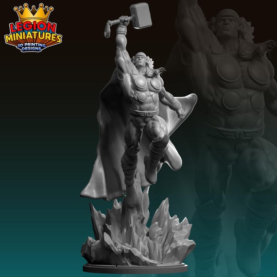 Thor, Marvel RPG Resin Model Kit, 3D, Highly detailed, Legion miniatures Sculpts, 40mm or 75mm, Marvel Crisis Protocol