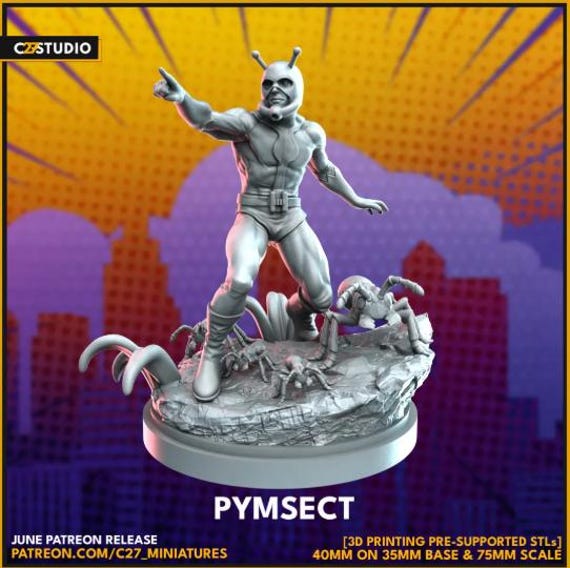 Ant Man, Marvel RPG Resin Model Kit, 3D Printed, Highly detailed, By C27 miniatures Sculpts, 40mm or 75mm
