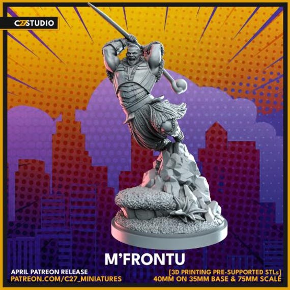 Mbaku, Marvel, Hero, RPG Resin Model Kit, 3D Printed, Highly detailed, By C27 miniatures Sculpts, Crisis Protocol, 40mm-75mm