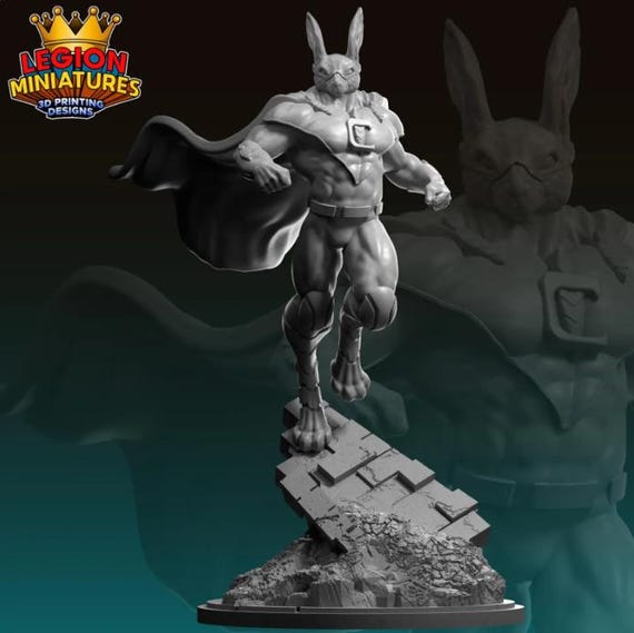 Captain Carrot DC, Hero, RPG Resin Model Kit, 3D Printed, Highly detailed, By C27 miniatures Sculpts, Authorised Seller, 40mm-75mm